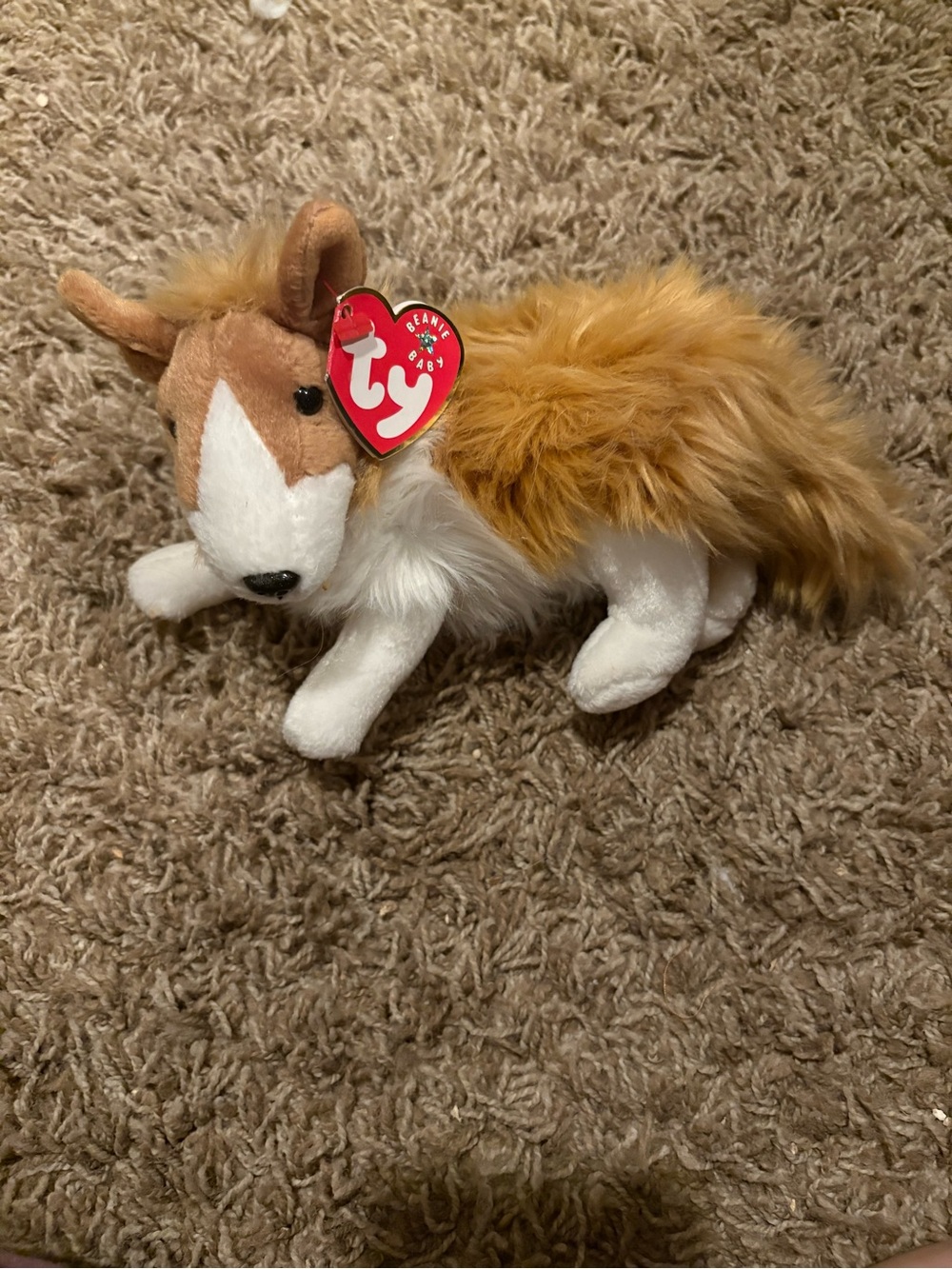 Ty Beanie Plush Fox - White and Tan with Golden Brown Fur